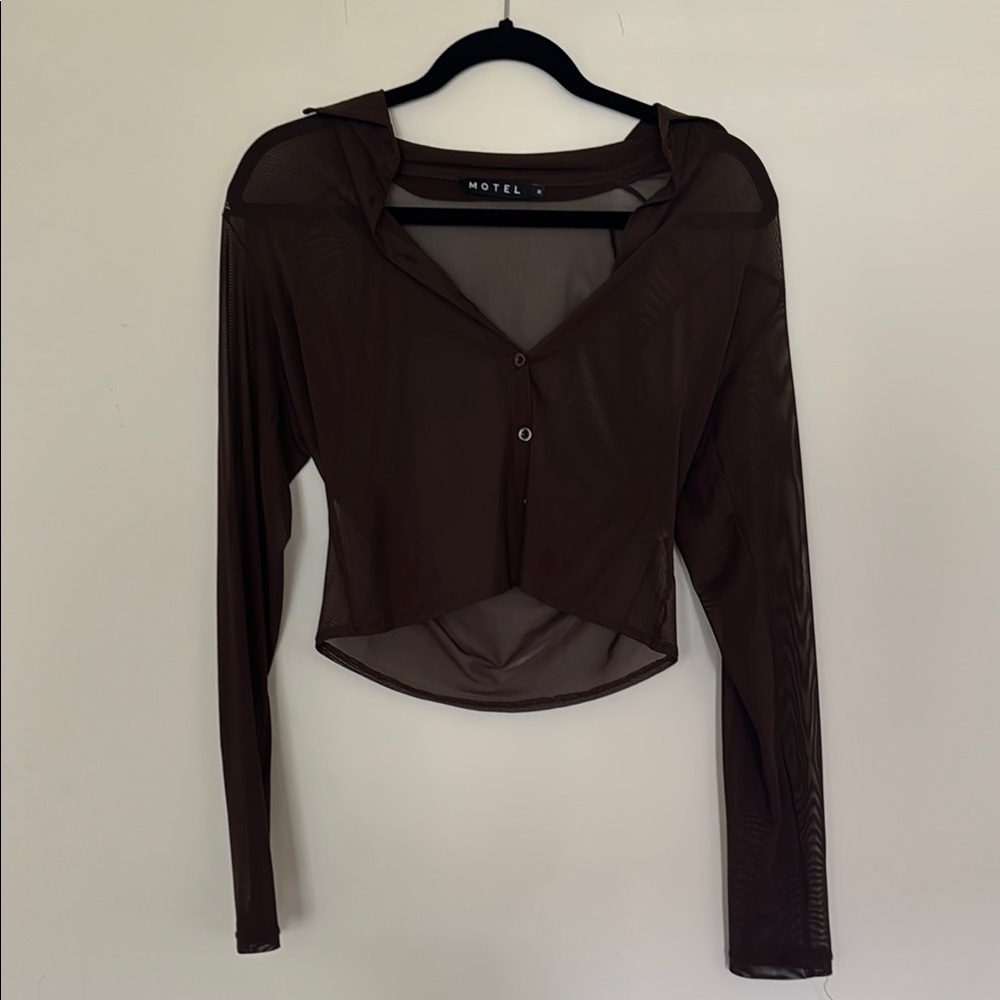 Motel Rocks Brown Sheer Women's Top
